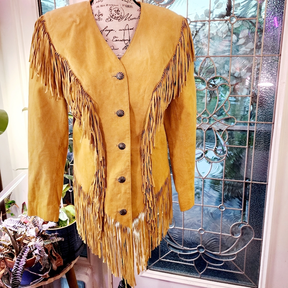 Suede Fringe Leather Jacket - Mustard Yellow